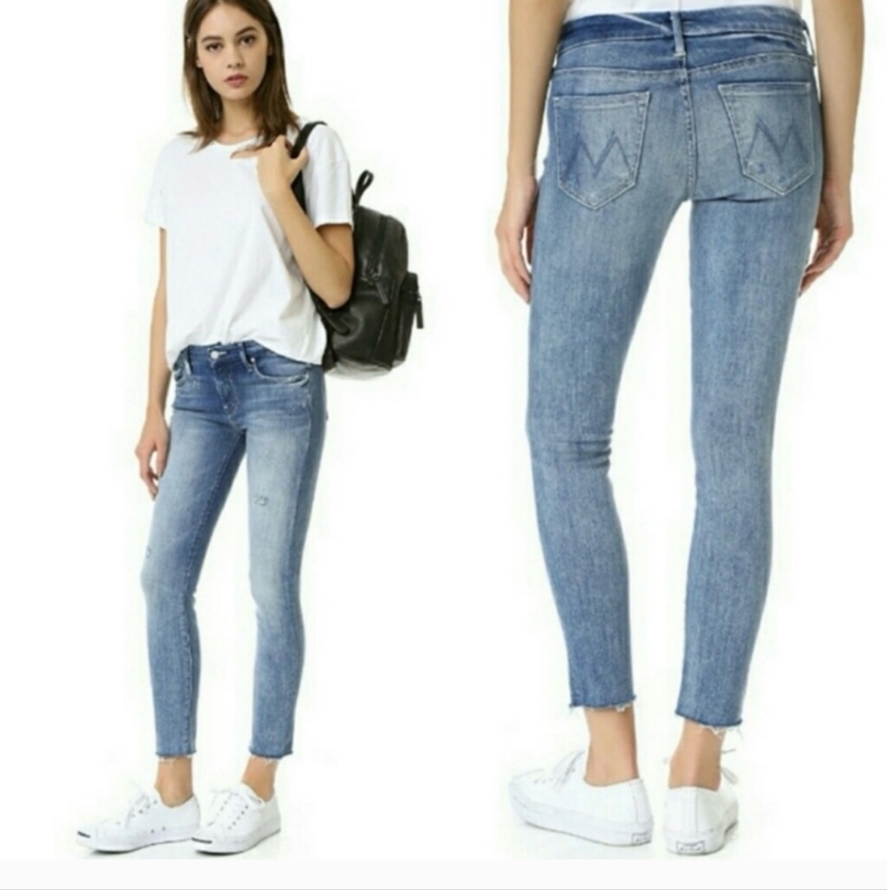 Mother Looker Ankle Frey Blue Denim Stretchy Jeans Size 30 (run small)